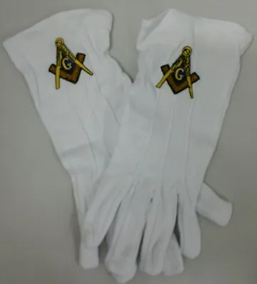 Masonic Freemasons Square And Compass Embroidered Dress Gloves  • $12.99