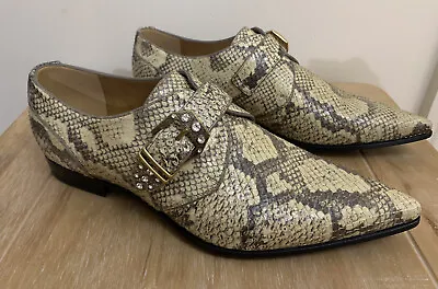 Bn Gucci Python Snakeskin Crystal Buckle Monk Strap Shoes Size 7.5 Uk Rp £1290 • £460