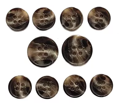 Brooks Brothers Horn Suit Sport Coat Buttons Set Brown Tan Cream 4 Eyelet N4Z • $22