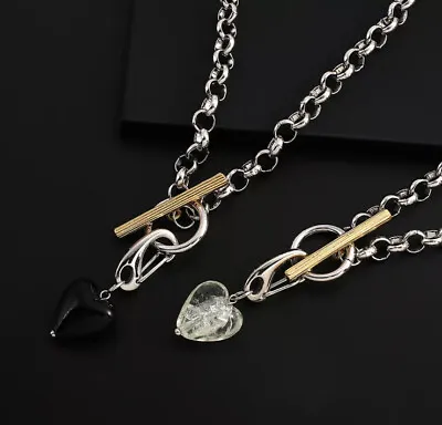 £10.99 • Buy Silver & Black Heart Pendant Zara Topshop River Island Style Shoker Necklace