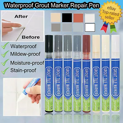 Grout Pen Revives & Restores Bathroom Tile Grout Anti-mould White Black Grey Uk • £2.29