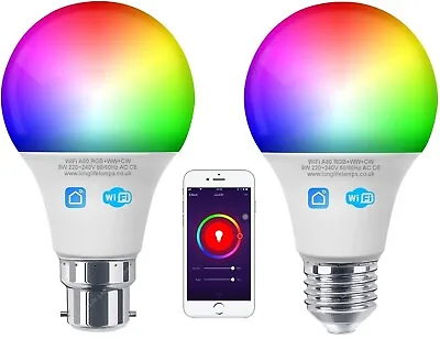 £9.99 • Buy WiFi RGB Smart LED Light Bulb For Apps By IOS Android Amazon Alexa Google Home