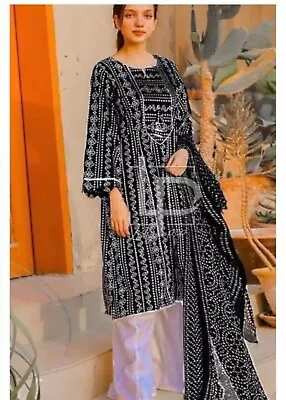 Chunri Lawn Plazzo Suit Ready Made Shalwar Kameez Black Medium • £20