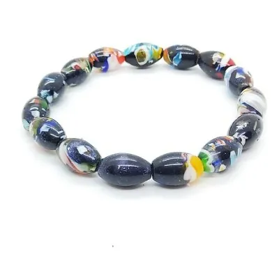 Millefiori BRACELET Blue Rainbow Goldstone • £4.99