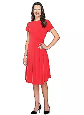 Nwt  George Simonton Milky Knit Cap Sleeve Dress With Asymmetric Hem Red Med • $10