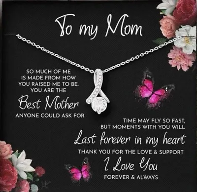 To My Mom Necklace Meaningful Water Drop Tree Branch Necklace Card Gift Set • $14.50