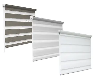 £0.99 • Buy Day And Night Zebra Window Roller Blind In White, Grey, Many Sizes, 200cm Drop