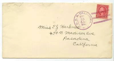 1923/25 USS Navy Oklahoma Violet 3-bar Cancel To Miss EJ Harkness Pasadena Cal • $8