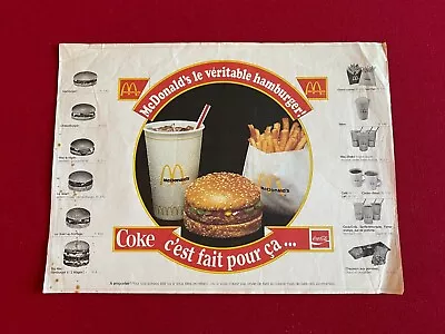 1977 McDonald's  European  Paper Tray Placemat (Scarce / Vintage) • $66.86