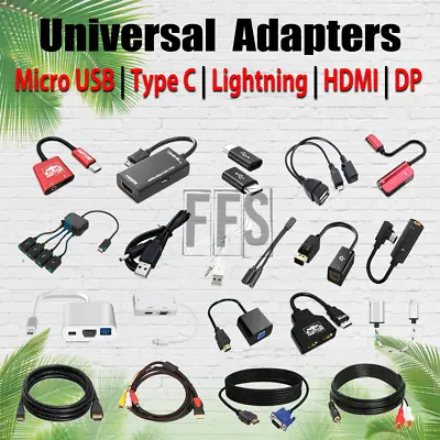 $8.85 • Buy Adapters For Micro USB / Type C USBC / HDMI / DP / AUX / RCA Cable 4K HD Lot US