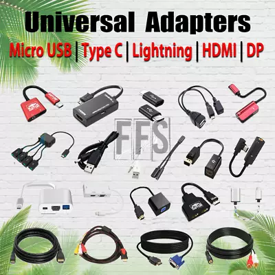 Adapters For Micro USB / Type C USBC / HDMI / DP / AUX / RCA Cable 4K HD Lot US • $8.85