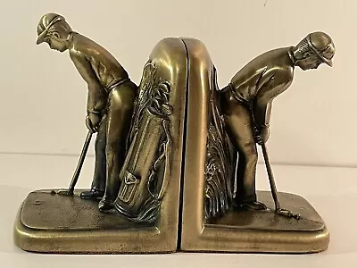 Quality Solid Brass Golfing Putting Figurines Golf Bookends USA Made 6”x4” • $34