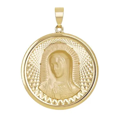 Italian 14k Yellow Gold Madonna Virgin Mary Medal Charm Pendant 1.1  2.7 Grams • $216.19