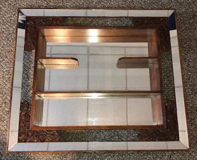 Vintage MCM Illinois Moulding Co Shadow Box Mirror Rose Flowers  38 X24 X4  • $145