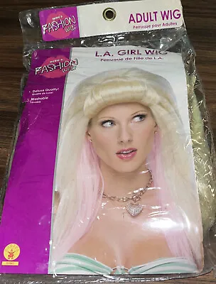 $19.99 • Buy L.A. Girl Wig Blonde Pink 80's Retro Dress Up Halloween Costume Accessory NEW