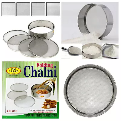 Flour Sieve Sifter Kitchen Colander Stainless Steel Mesh Fine Strainer Chalni 4x • £18.99