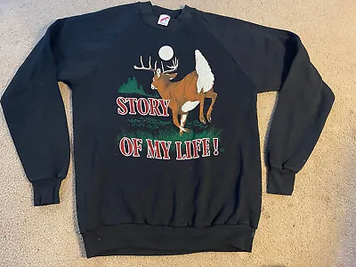 Vintage Deer Sweatshirt XL Whitetail Buck Hunting Story Of My Life Single Stitch • $19.99