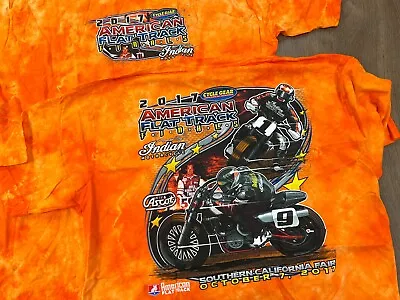 2017 American Flat Track Finals 2xl T Shirt Indian Motorcycle Orange Tie Dye Nos • $15