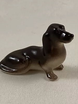 Vintage Lomonosov USSR  Miniature Dachshund Dog Fine Porcelain Figurine Rare • $14.99
