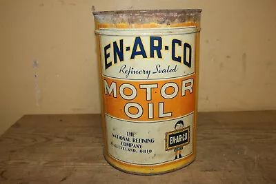 Rare Vintage En-Ar-Co Motor Oil 5 Quart Gas Station Metal Can Sign • $95