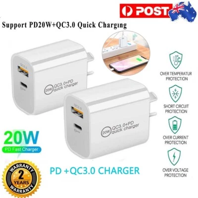 $5.48 • Buy DUAL USB Type-C Travel Fast Charger 20W Wall Adapter PD Power For Samsung IPhone