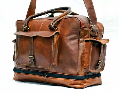 Leather Genuine Bag Travel Men Duffle Gym Luggage Vintage Weekend Overnight  New • $84.79