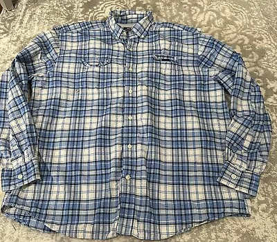 Vineyard Vines Harbor Shirt Men’s XL Blue Plaid  Nylon Blend Vented Fishing • $12.75