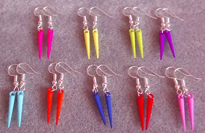 Neon Spike Earrings Retro Rave Fancy Dress Party 70's 80's Goth Emo • £2.99