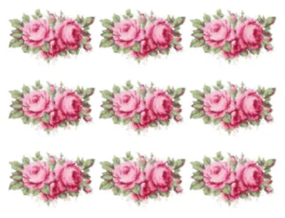 Vintage Image Pink Shabby Roses Bouquet Furniture Transfers Decals FL105A • $12.99