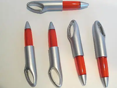 Lot Of 5 Mini Fat Carabiner Clip On Red Ballpoint Pens-ideal For Hand Problems • $6.99