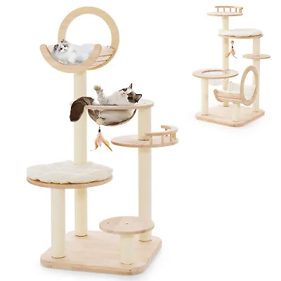 Building Block Cat Tree 4-in-1 Large Wooden Cat Tower W/ Space Capsule Nest • $185.95