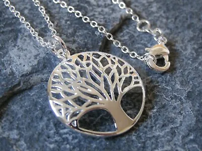 Womens Silver Necklace With Tree Of Life Pendant 925 Sterling Necklace WN026 • £4.49