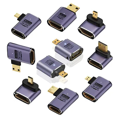 NFHK Mini /Micro HDMI Male To HDMI 2.1 Female 90 Degree Angled • $8.18