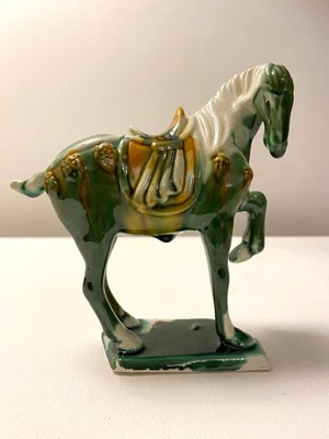 £25 • Buy Vintage Chinese Ceramic Horse Tang Dynasty Reproduction In Green & Yellow
