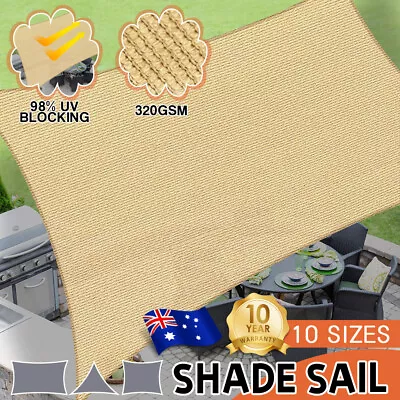 $55.24 • Buy Heavy Duty Waterproof Sun Shade Sail Sand Gray Square Rectangle 98% UV Block AU
