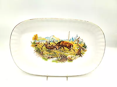 Vintage Wunsiedel Bavaria Porzellan Moose/Bucks Platter Gold Trim • $29