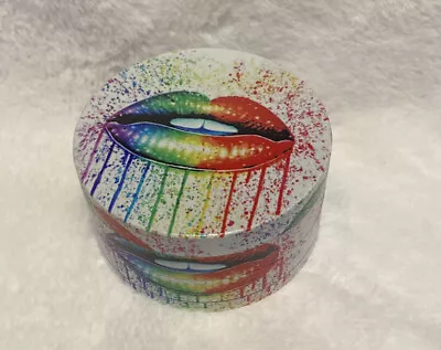 Herb Grinder 2.5  Inch 4-Piece Large Metal Magnetic Crusher Rainbow Lips • £11.58