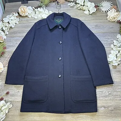Vintage Brooks Brothers Wool Coat Size Medium Men Dark Navy Blue Made In England • $75