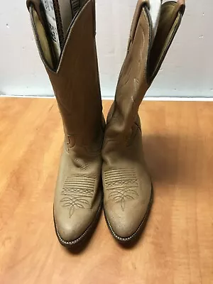 VINTAGE DAN POST COWBOY WESTERN Tan Leather BOOTS Mens Sz 10.5 EW • $24.99