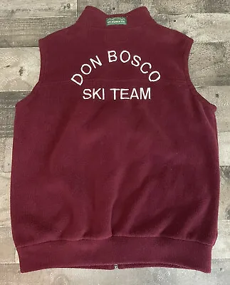 VT Fleece Co Polartec DON BOSCO SKI TEAM Fleece Full Zip Vest Maroon Unisex Sz L • $14.99