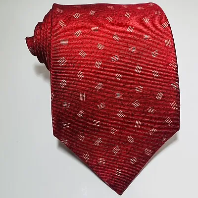 BVLGARI Red 7 Fold Silk Luxury Tie W Black Specks Tan Accents 61x3.75” • $55