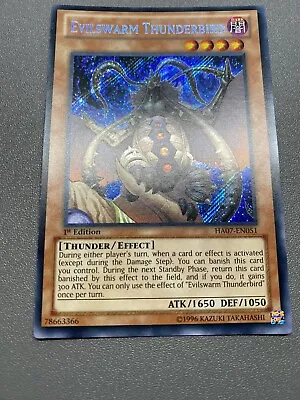 Yu-Gi-Oh! Evilswarm Thunderbird Secret Rare 1st Edition HA07-EN051 MP • $3