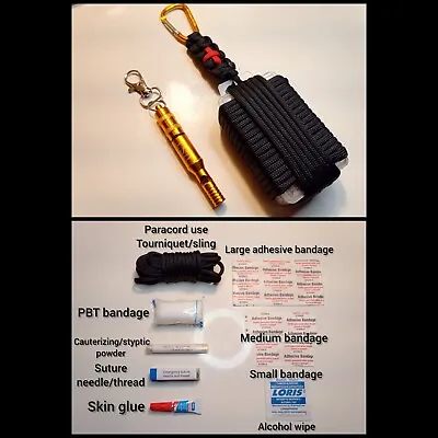 Mini Compact FIRST AID TRAUMA Kit 10 In 1 Minimalist EDC Watertight Keychain Pod • $19.45