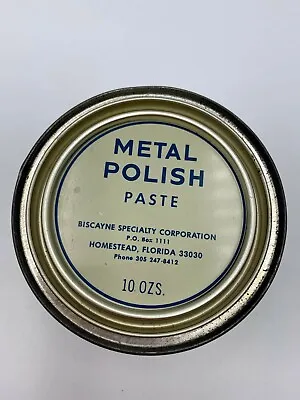 Vintage Metal Polish Paste Biscayne Specialty Corp 10 Ounces Metal Tin • $6.99