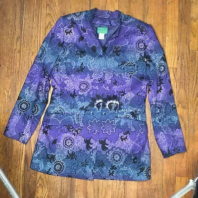  Vtg KENZO Womens 40 Jacket Blue Floral Print Made In France Blazer • $98