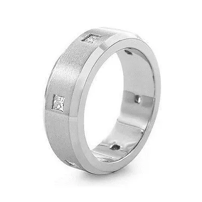 Princess Diamond Mens Wedding Band 7.5mm Bevel Edge Eternity Ring Platinum 0.5Ct • $3789