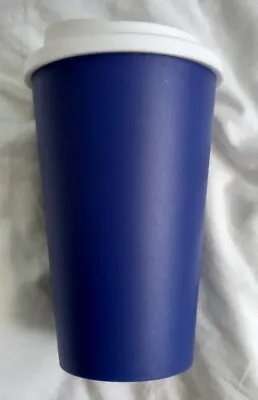 Travel Cup With Lid 350ml Blue White BPA Free Americano Coffee Tea New  • £8.99
