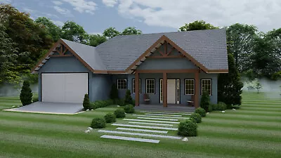 Custom House Home Cabin Plans 3 Bedroom 2 Bathroom With Garage & Free CAD File • £28.94