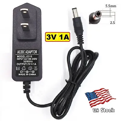 3V 1A  AC/DC Adapter (wall Wart) Power Supply Home Electronics 5.5x2.1mm Plug • $7.82