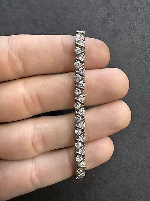16.6g Vintage Sterling Silver 925 CZ Tennis Bracelet 7” Jewelry Lot L • $21.70